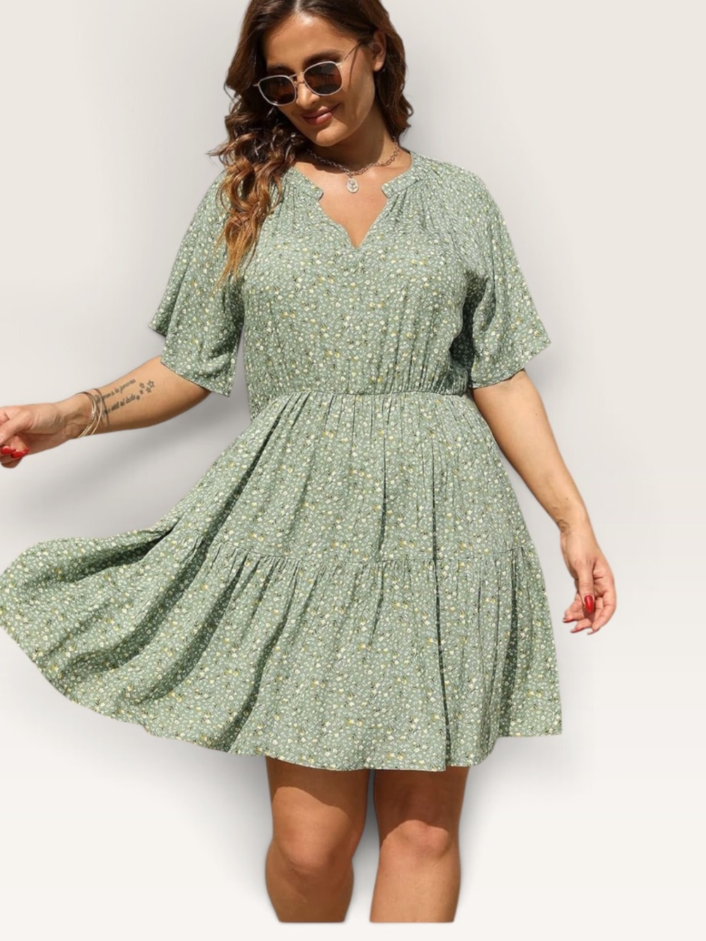 Nemidor Floral Print Boho Casual Tiered Dress